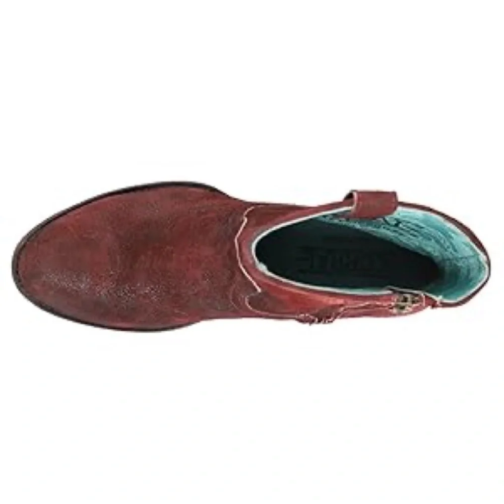 New CORRAL Women's Wine Lamb Booties Round Toe Red Size 8 M Western Cowboy - Picture 4 of 5